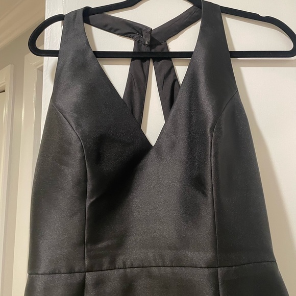 Alfred Sung Halter Satin Tumpet High Slit Gown Dress - Picture 2 of 6